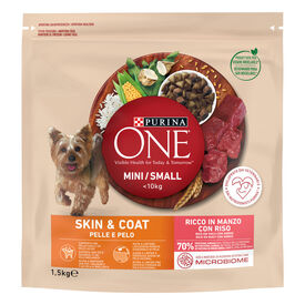 Purina One Mini Pele e Pelagem Boi e Arroz ração para cães